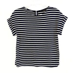 Massimo Dutti Navy Blue Striped Top - S